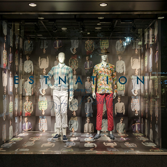 ESTNATION Window Display for Patterned Shirt