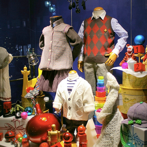 Window Display with many toys